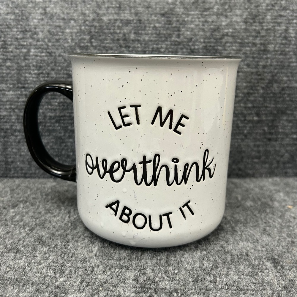 EnVogue Home Let Me Overthink About It Speckled Ceramic Coffee Mug White Black